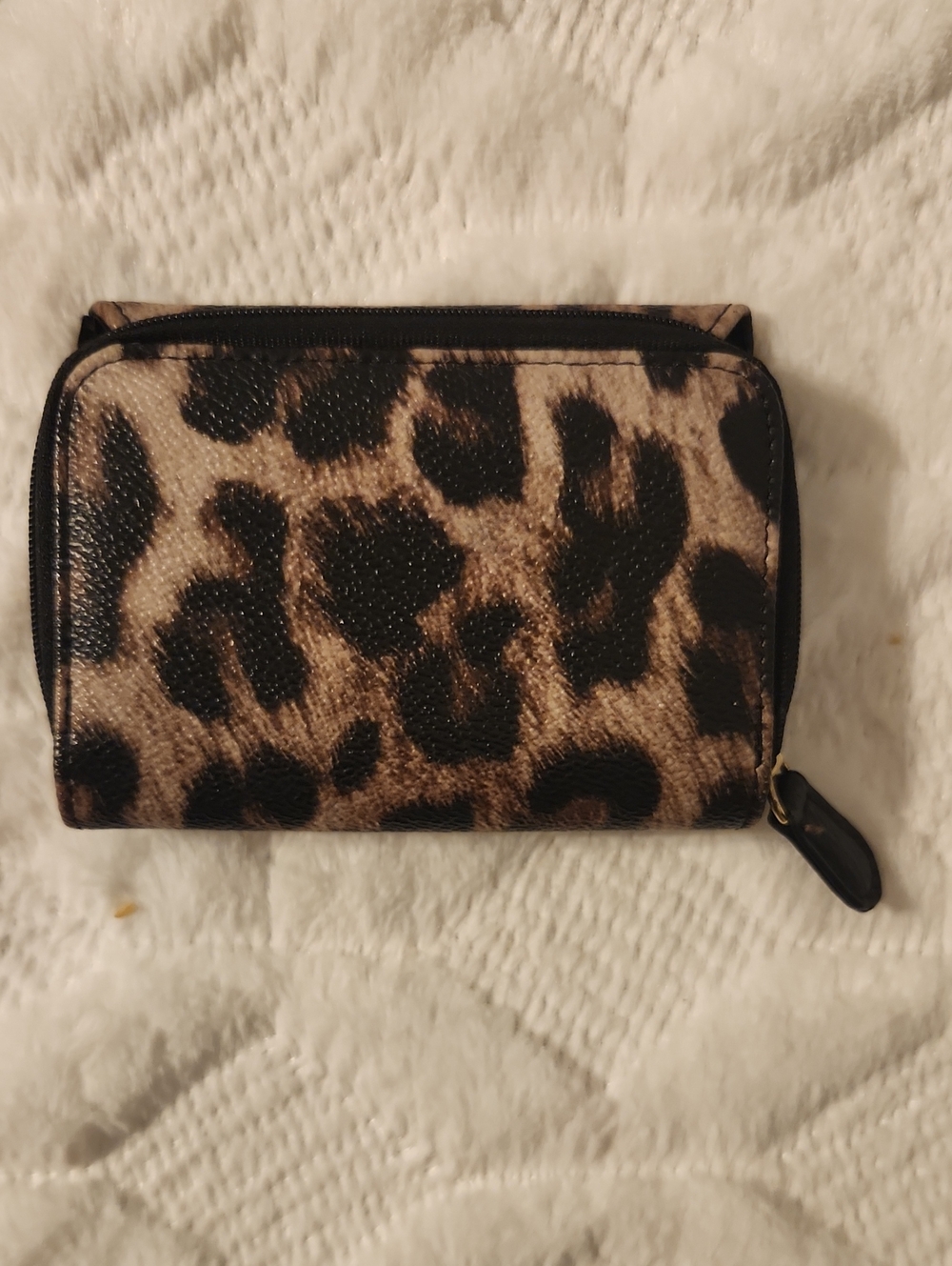 Leopard Print Compact Wallet with Buckle Accent - Picture 3 of 5